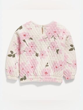 Old Navy Toddler Girls Printed Crew-Neck Quilted Sweatshirt cream florals 3T